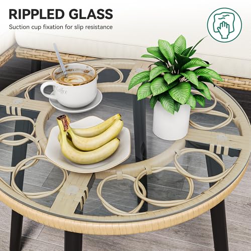 4-Piece Wicker Patio Bistro Set with Cushions and Metal Table N93614
