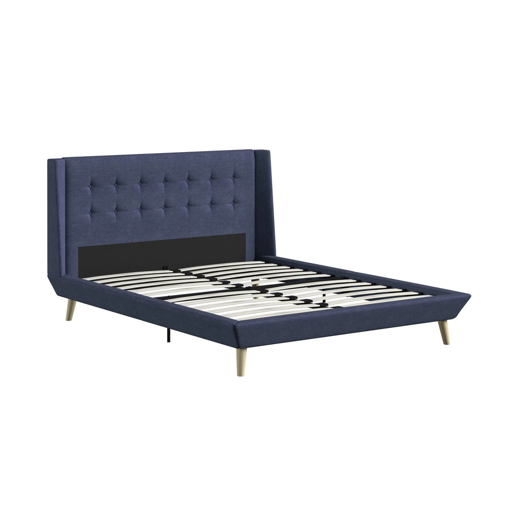 Queen Light Gray Linen Upholstered Bed Z78352