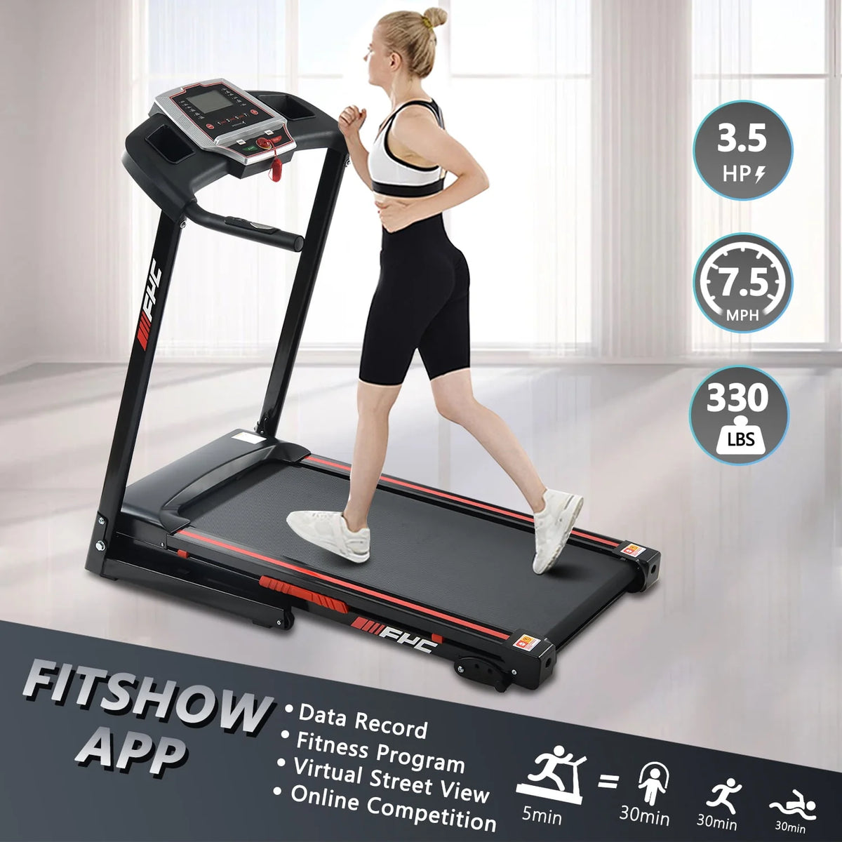 3.5HP Folding Incline Treadmill 330 LB Capacity E244876