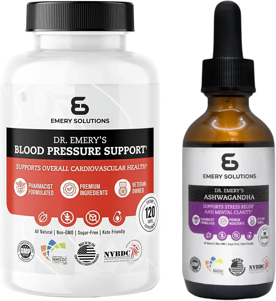 Blood Pressure Support Capsules & Ashwaganda Liquid Drops A827