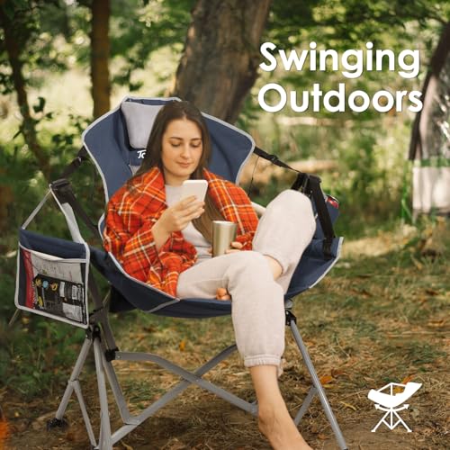 Oversized Hammock Camping Chair with Adjustable Backrest Blue D95582