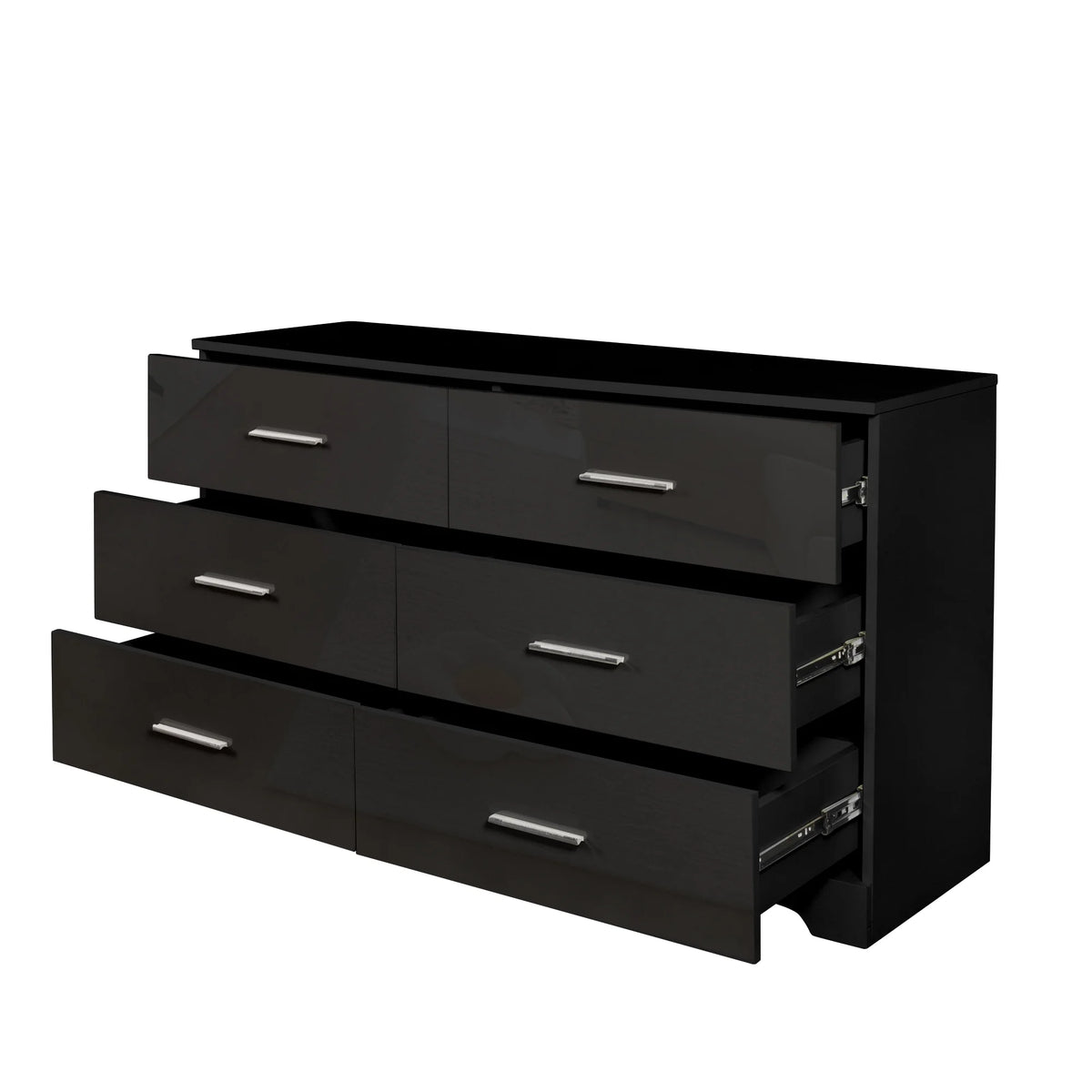 Black 6 Drawer Wood Dresser Z10093
