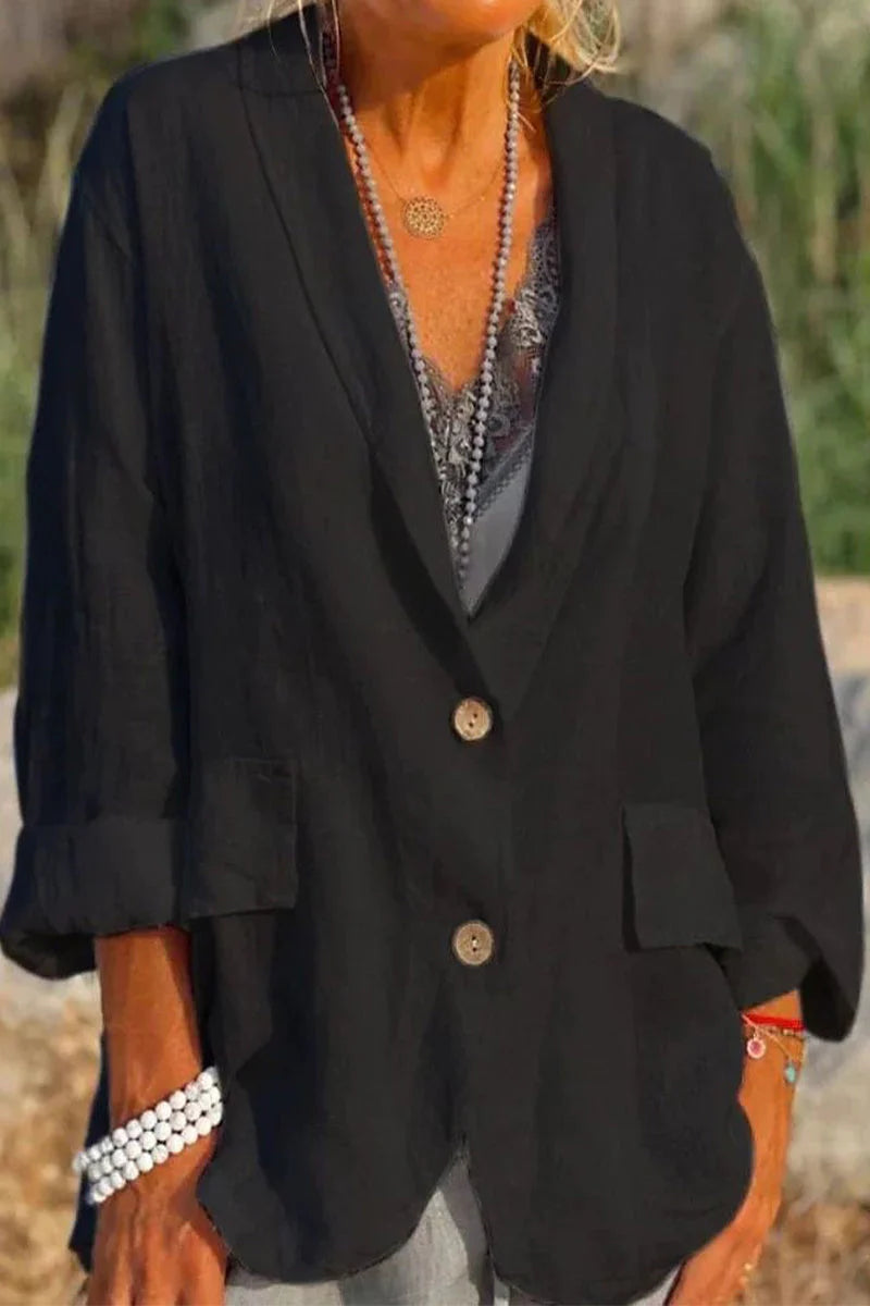Solid Turn-back Collar Outerwear D814985