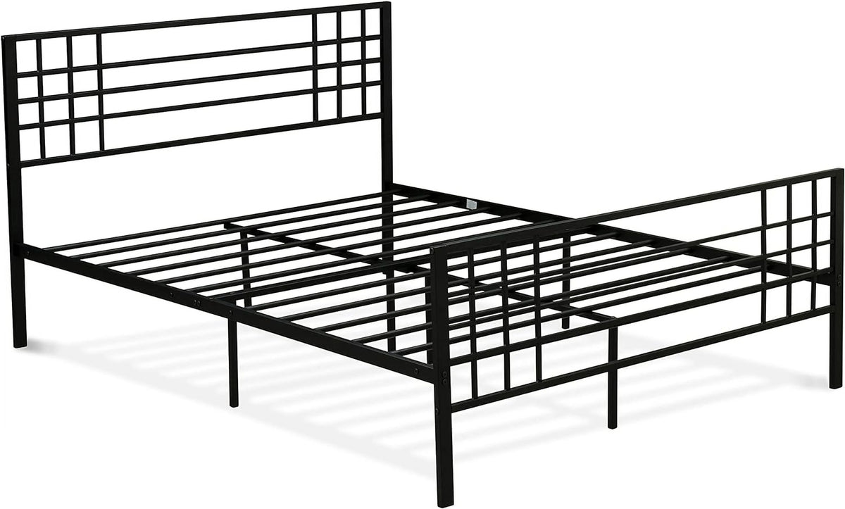 Black Bed Frame with 9 Metal Legs F264