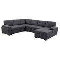 Dark Gray 5-Seat Fabric Sleeper Sectional Sofa with Storage E687029