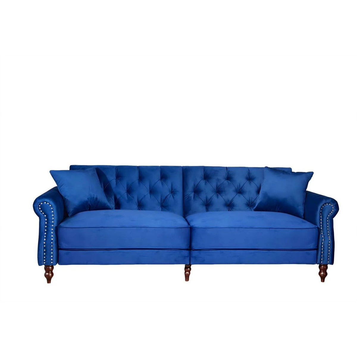 Blue Velvet Convertible Sofa Bed K395